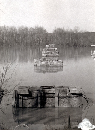 Beard Bridge piers photo by James Brawley c. 1953