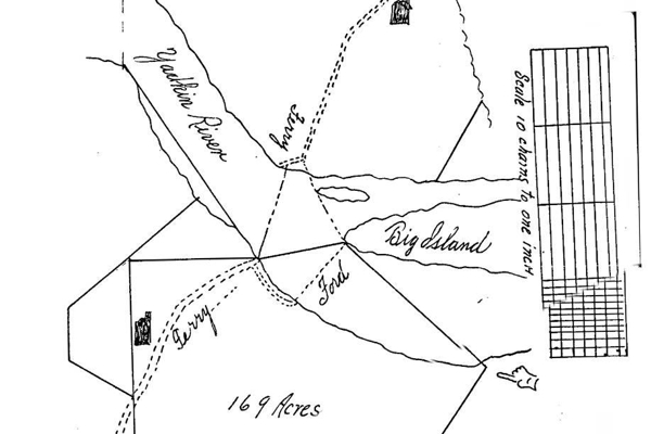 1830 plat of Yadkin Ford and Ferry