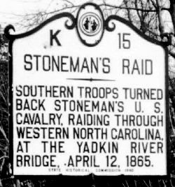 Yadkin River Bridge Battle Historic Highway Marker